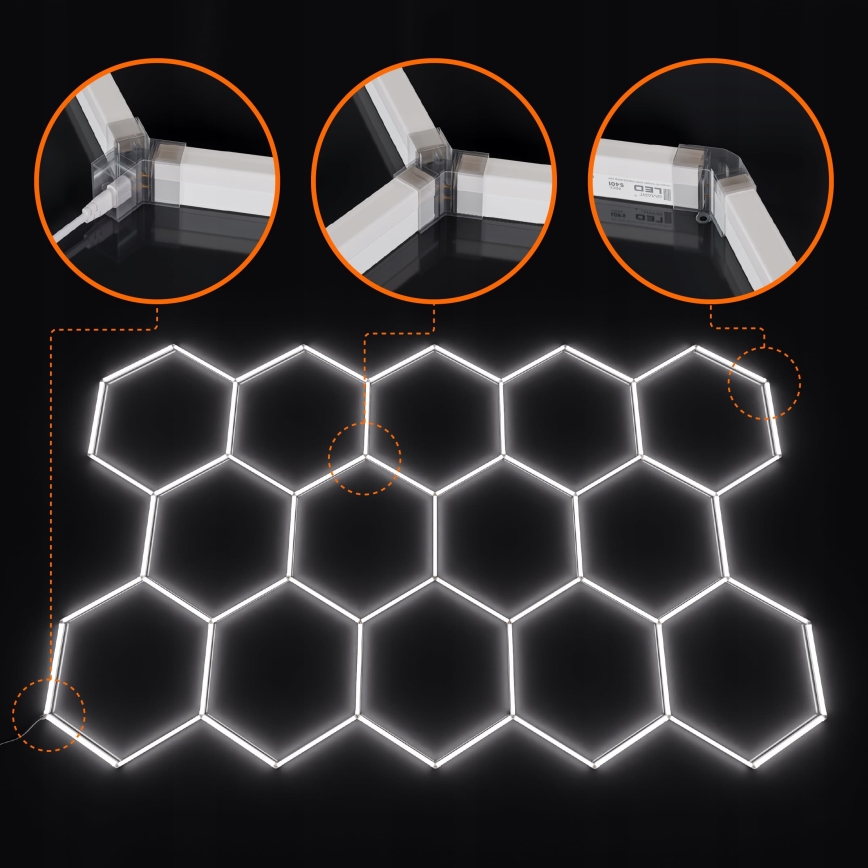 LED-dimmbare Deckenleuchte HEXAGON LED/456W/85-265V 5000K 234x420 cm CRI 90 IP54 weiß