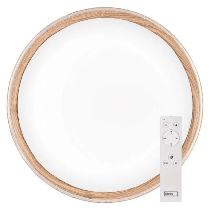 ILVI dimmbare LED-Deckenleuchte, 30 W, 230 V, 2700–6500 K, Ø 40 cm, Holzdekor, inkl. Fernbedienung