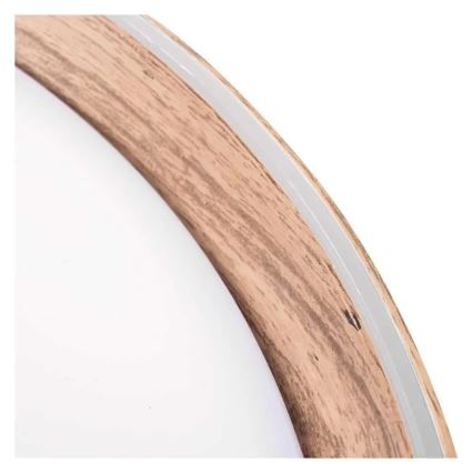 ILVI dimmbare LED-Deckenleuchte, 30 W, 230 V, 2700–6500 K, Ø 40 cm, Holzdekor, inkl. Fernbedienung