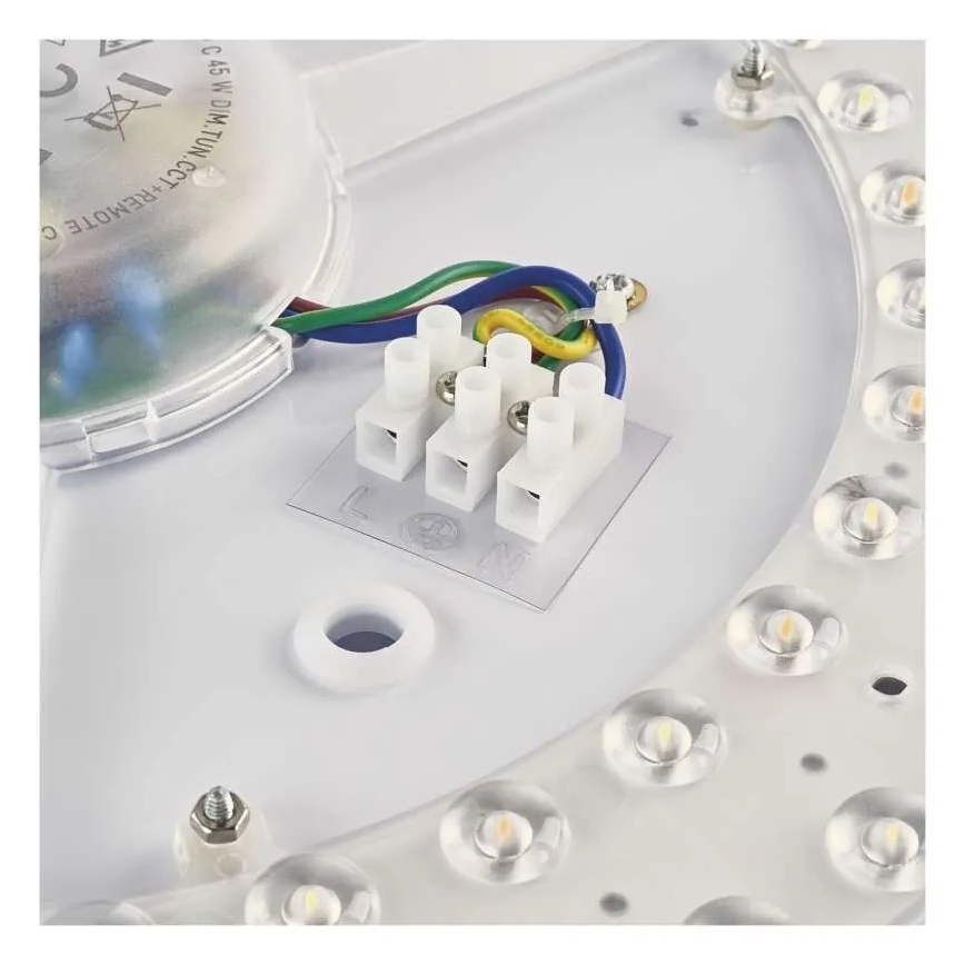 ILVI dimmbare LED-Deckenleuchte, 30 W, 230 V, 2700–6500 K, Ø 40 cm, Holzdekor, inkl. Fernbedienung