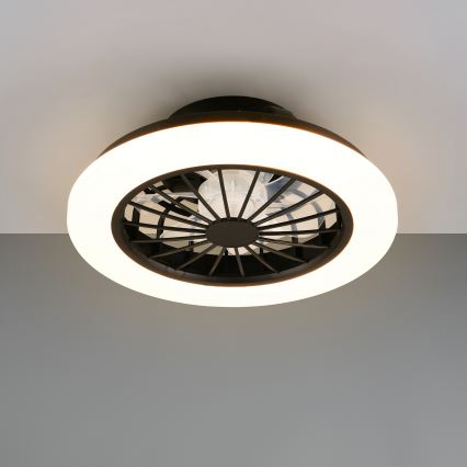 LED RGBW dimmbare Deckenleuchte mit Ventilator GHANA LED/24W/230V 3000-6500K weiß/schwarz + Fernbedienung
