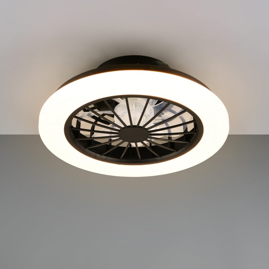LED RGBW dimmbare Deckenleuchte mit Ventilator GHANA LED/24W/230V 3000-6500K weiß/schwarz + Fernbedienung