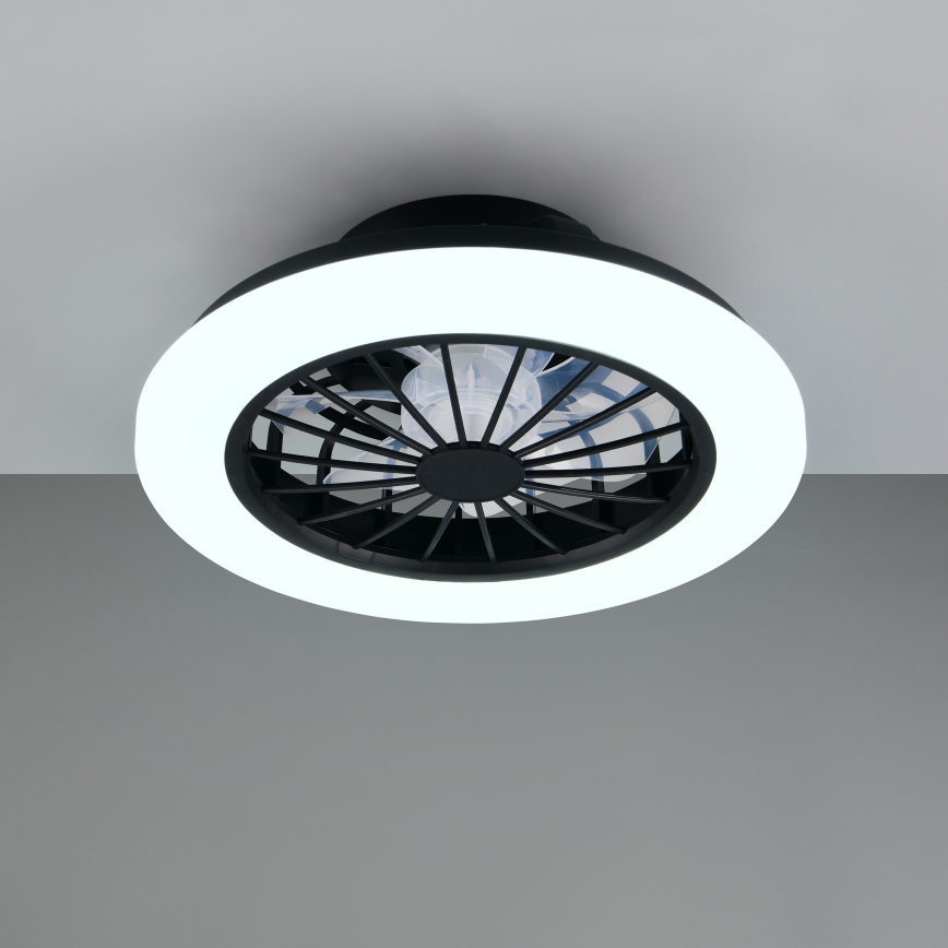 LED RGBW dimmbare Deckenleuchte mit Ventilator GHANA LED/24W/230V 3000-6500K weiß/schwarz + Fernbedienung