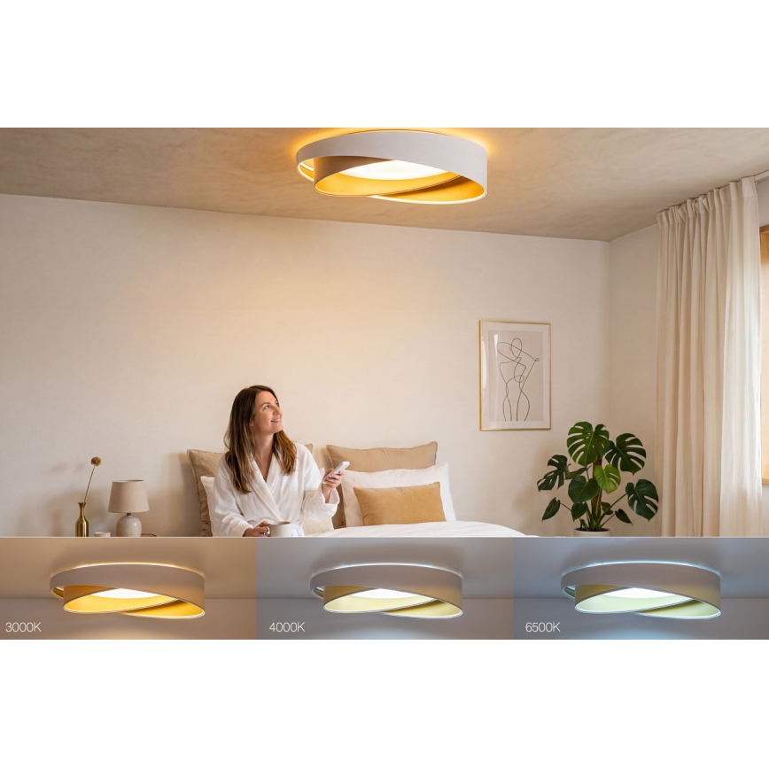LED-dimmbare Deckenleuchte SMART GALAXY MODERN LED/24W/230V 3000–6500K Ø 55 cm weiß/beige/gold + Fernbedienung