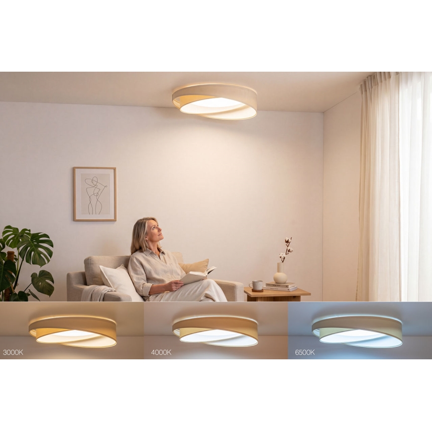 Dimmbare LED-Deckenleuchte SMART GALAXY MODERN LED/24W/230V 3000-6500K Ø 55 cm creme/weiß + Fernbedienung