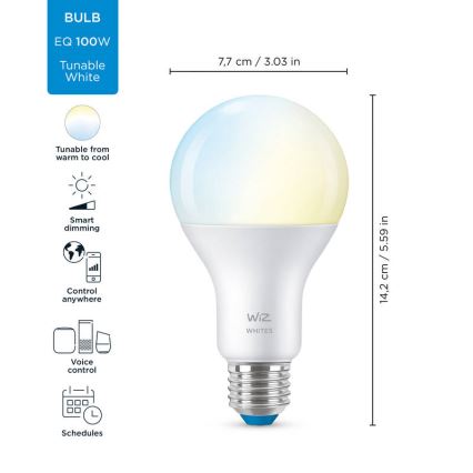 LED dimmbare Glühbirne A67 E27/13W/230V 2700-6500K CRI 90 Wi-Fi - WiZ