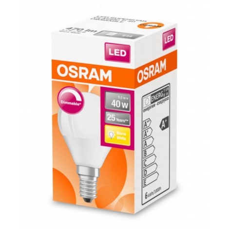 LED dimmbare Glühbirne E14/5,3W/230V 2700K - Osram