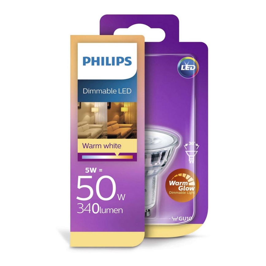 LED Dimmbare Glühbirne Philips GU10/5W/230V 2200K-2700K