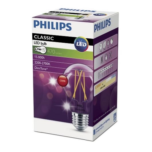 LED dimmbare Glühbirne Philips Warm Glow A60 E27/6,7W/230V 2200-2700K CRI 90