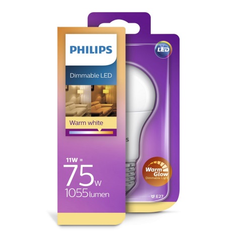LED dimmbare Glühbirne Philips Warm Glow E27/11W/230V 2200K-2700K 
