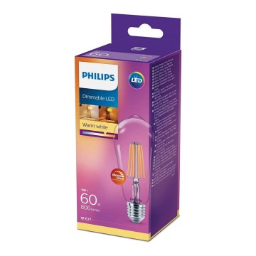 LED dimmbare Glühbirne Philips Warm Glow E27/8W/230V 2200-2700K