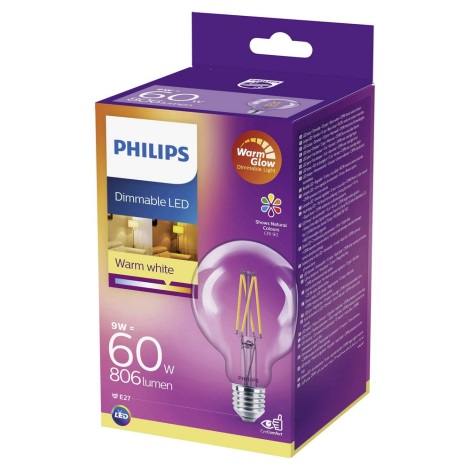 LED dimmbare Glühbirne Philips Warm Glow E27/9W/230V 2200K-2700K 