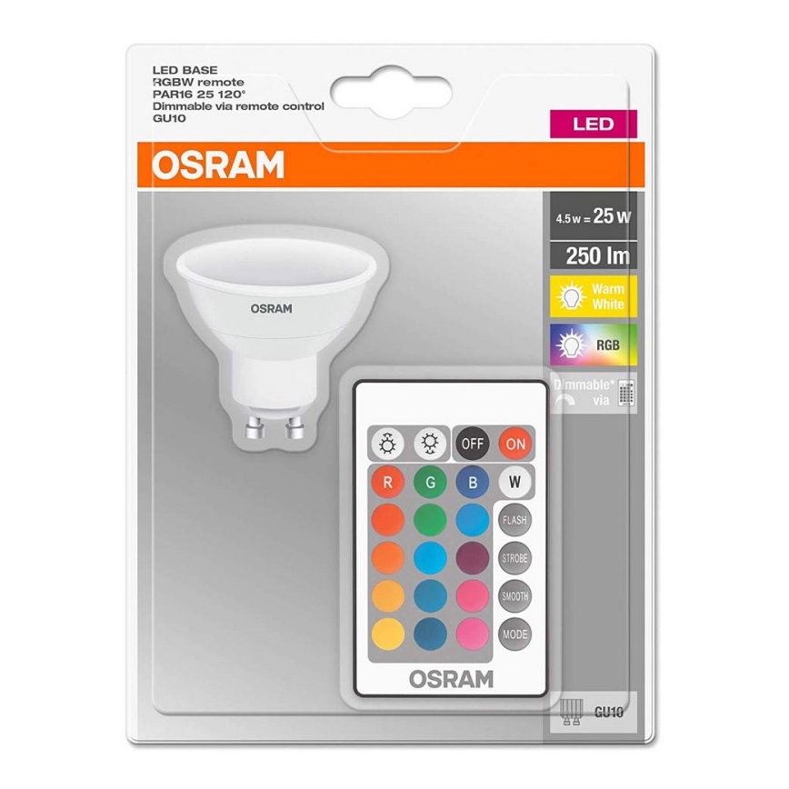 LED Dimmbare Glühbirne RGB GU10/4,5W/230V - Osram