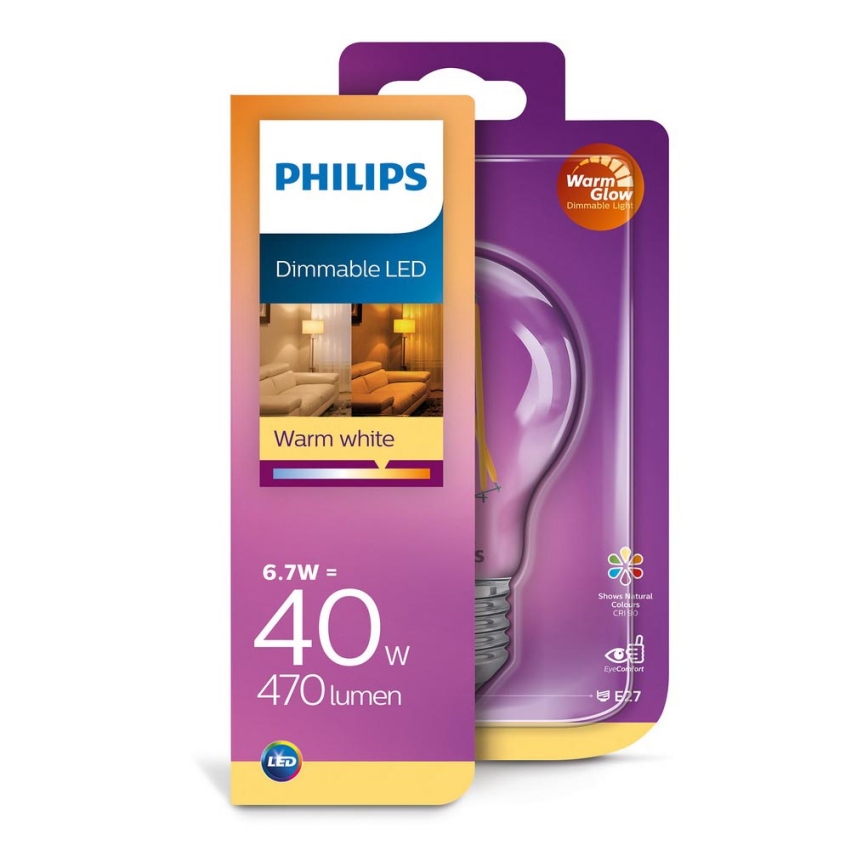 LED Dimmbare Glühbirne VINTAGE LED Philips E27/6,7W/230V 2200K-2700K