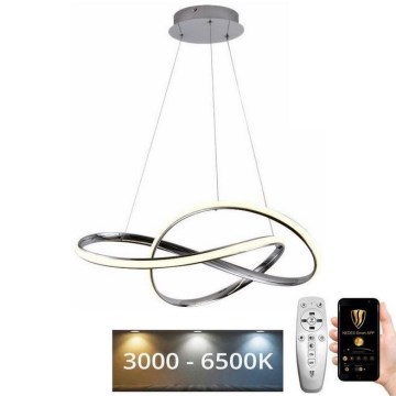 LED dimmbare Hängeleuchte an Kabel LED/70W/230V 3000-6500K Ø 60 cm glänzender Chrom + Fernbedienung