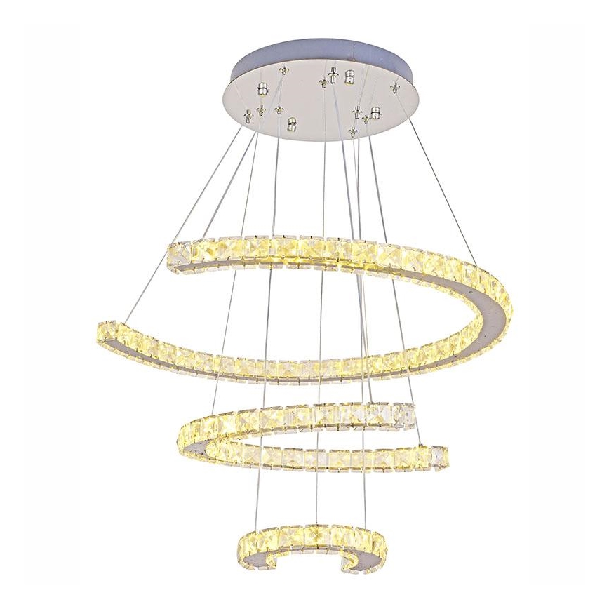 LED dimmbarer Kristall-Kronleuchter an Kabel LED/100W/230V 3000-6500K Silber + Fernbedienung