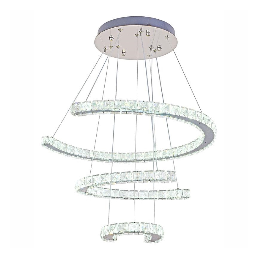 LED dimmbarer Kristall-Kronleuchter an Kabel LED/100W/230V 3000-6500K Silber + Fernbedienung