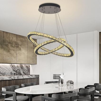 LED dimmbarer Kristall-Kronleuchter an Kabel LED/115W/230V 3000-6500K Silber + Fernbedienung