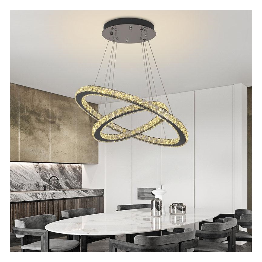 LED dimmbarer Kristall-Kronleuchter an Kabel LED/115W/230V 3000-6500K Silber + Fernbedienung