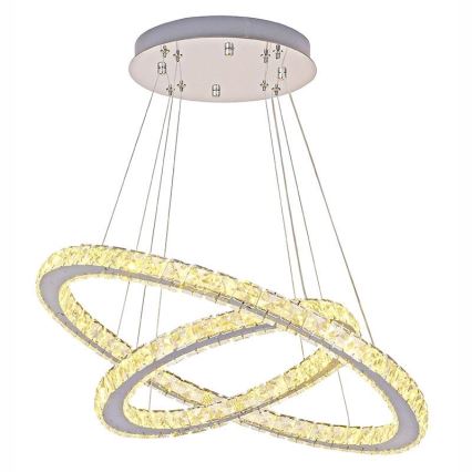 LED dimmbarer Kristall-Kronleuchter an Kabel LED/115W/230V 3000-6500K Silber + Fernbedienung