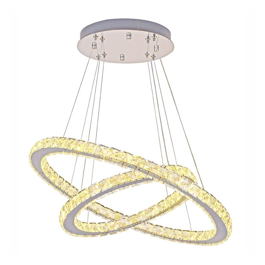 LED dimmbarer Kristall-Kronleuchter an Kabel LED/115W/230V 3000-6500K Silber + Fernbedienung