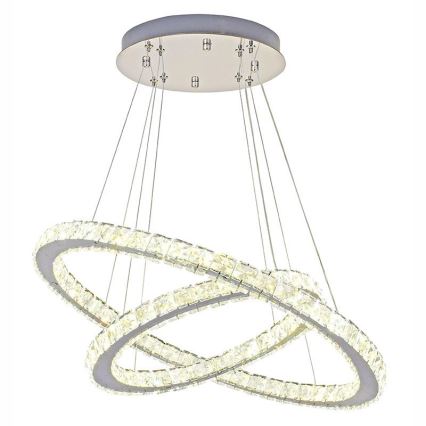 LED dimmbarer Kristall-Kronleuchter an Kabel LED/115W/230V 3000-6500K Silber + Fernbedienung