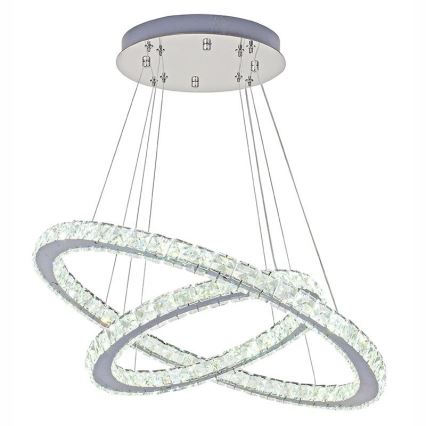 LED dimmbarer Kristall-Kronleuchter an Kabel LED/115W/230V 3000-6500K Silber + Fernbedienung