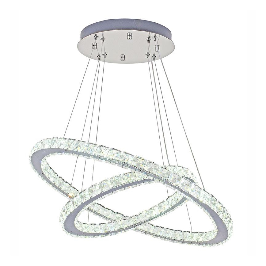 LED dimmbarer Kristall-Kronleuchter an Kabel LED/115W/230V 3000-6500K Silber + Fernbedienung