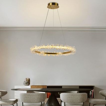LED dimmbarer Kristall-Kronleuchter an Kabel LED/40W/230V 3000-6500K gold + Fernbedienung