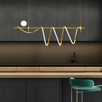 LED dimmbare Hängeleuchte an Kabel LED/55W/230V + 1xG9/10W goldfarben