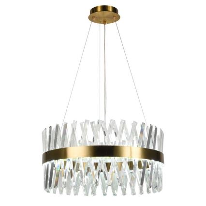 LED dimmbarer Kristall-Pendelleuchter an Kabel LED/80W/230V 3000-6500K gold + Fernbedienung