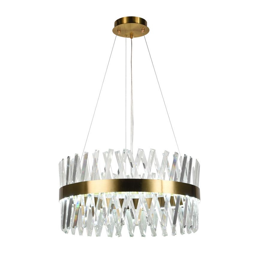 LED dimmbarer Kristall-Pendelleuchter an Kabel LED/80W/230V 3000-6500K gold + Fernbedienung