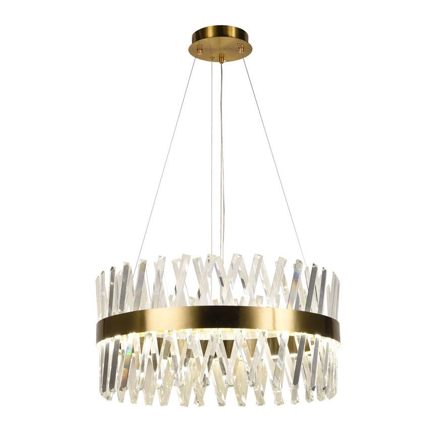 LED dimmbarer Kristall-Pendelleuchter an Kabel LED/80W/230V 3000-6500K gold + Fernbedienung