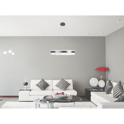 LED dimmbarer Kristall-Pendelleuchter an Kabel LED/80W/230V 3000-6500K Schwarz + Fernbedienung