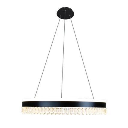LED dimmbarer Kristall-Pendelleuchter an Kabel LED/80W/230V 3000-6500K Schwarz + Fernbedienung