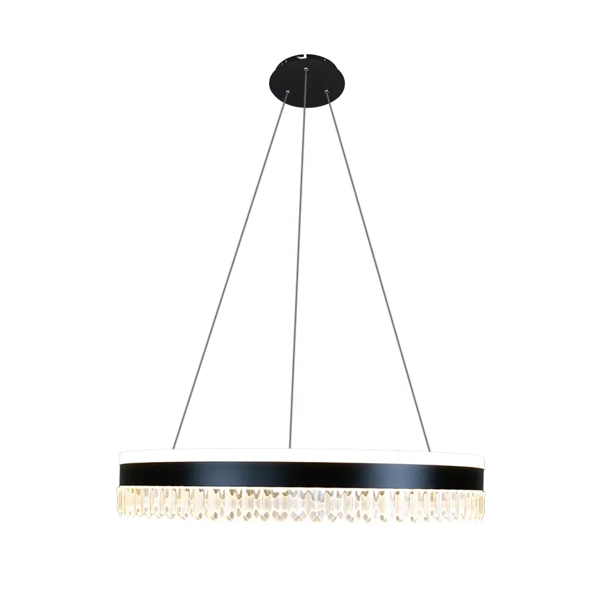 LED dimmbarer Kristall-Pendelleuchter an Kabel LED/80W/230V 3000-6500K Schwarz + Fernbedienung