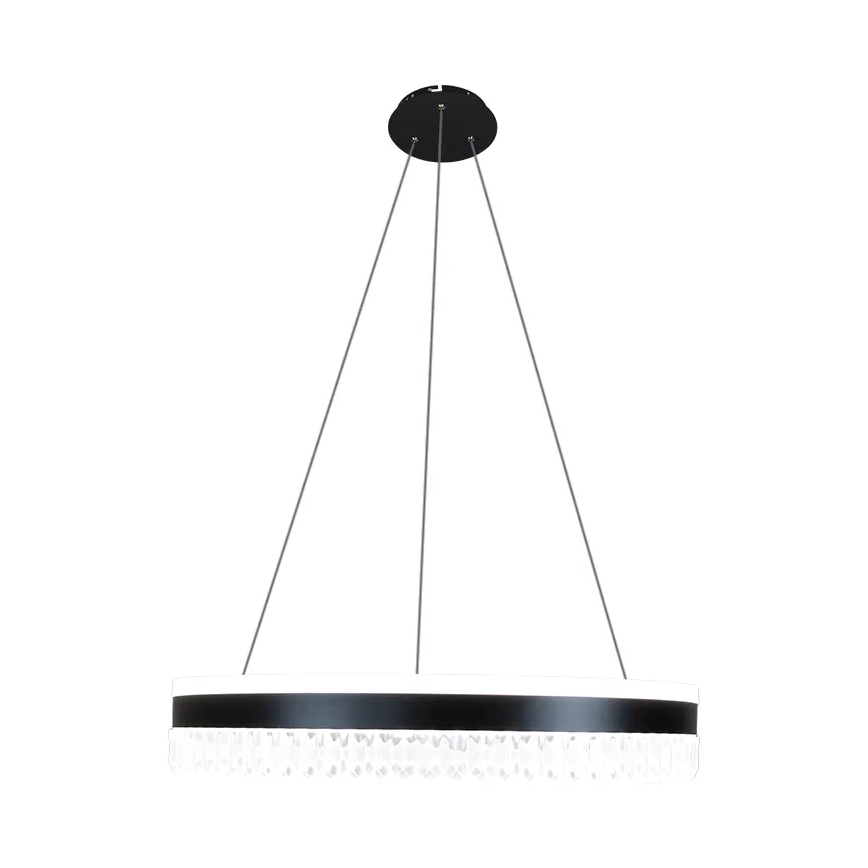 LED dimmbarer Kristall-Pendelleuchter an Kabel LED/80W/230V 3000-6500K Schwarz + Fernbedienung
