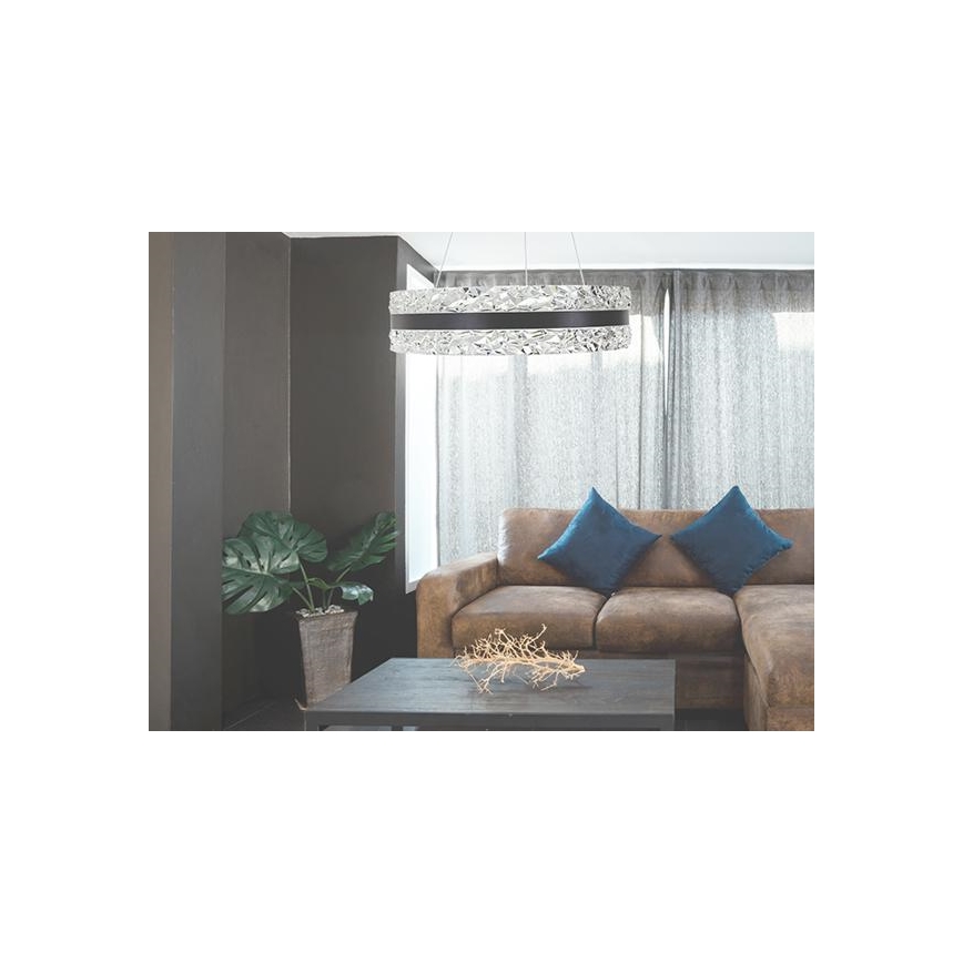 LED dimmbarer Kristall-Pendelleuchter an Kabel LED/80W/230V 3000-6500K Schwarz + Fernbedienung