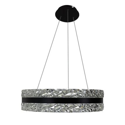 LED dimmbarer Kristall-Pendelleuchter an Kabel LED/80W/230V 3000-6500K Schwarz + Fernbedienung