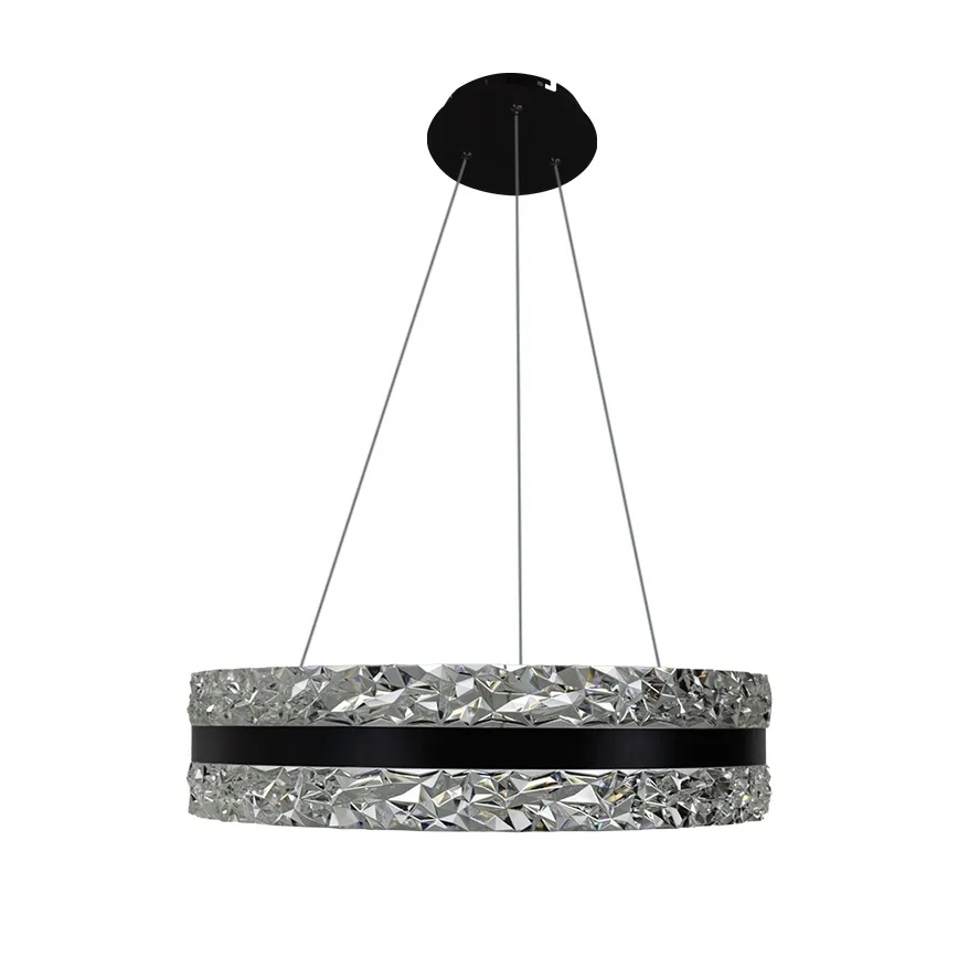LED dimmbarer Kristall-Pendelleuchter an Kabel LED/80W/230V 3000-6500K Schwarz + Fernbedienung
