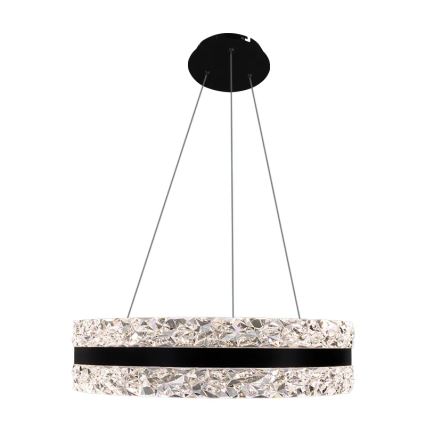 LED dimmbarer Kristall-Pendelleuchter an Kabel LED/80W/230V 3000-6500K Schwarz + Fernbedienung