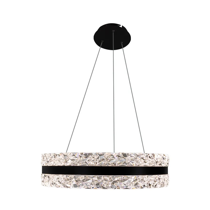 LED dimmbarer Kristall-Pendelleuchter an Kabel LED/80W/230V 3000-6500K Schwarz + Fernbedienung