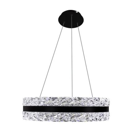 LED dimmbarer Kristall-Pendelleuchter an Kabel LED/80W/230V 3000-6500K Schwarz + Fernbedienung