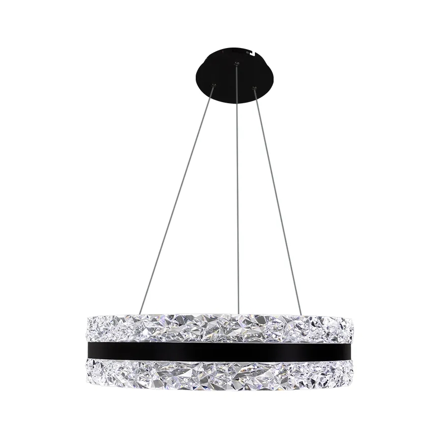 LED dimmbarer Kristall-Pendelleuchter an Kabel LED/80W/230V 3000-6500K Schwarz + Fernbedienung