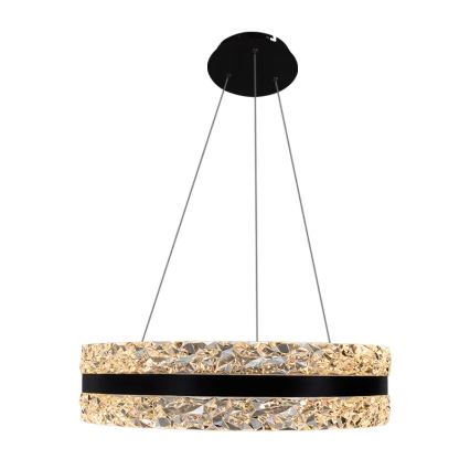 LED dimmbarer Kristall-Pendelleuchter an Kabel LED/80W/230V 3000-6500K Schwarz + Fernbedienung