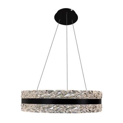 LED dimmbarer Kristall-Pendelleuchter an Kabel LED/80W/230V 3000-6500K Schwarz + Fernbedienung