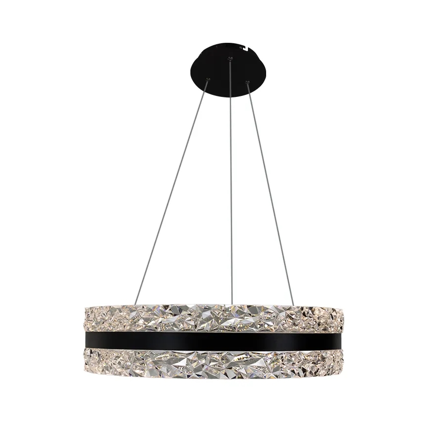 LED dimmbarer Kristall-Pendelleuchter an Kabel LED/80W/230V 3000-6500K Schwarz + Fernbedienung