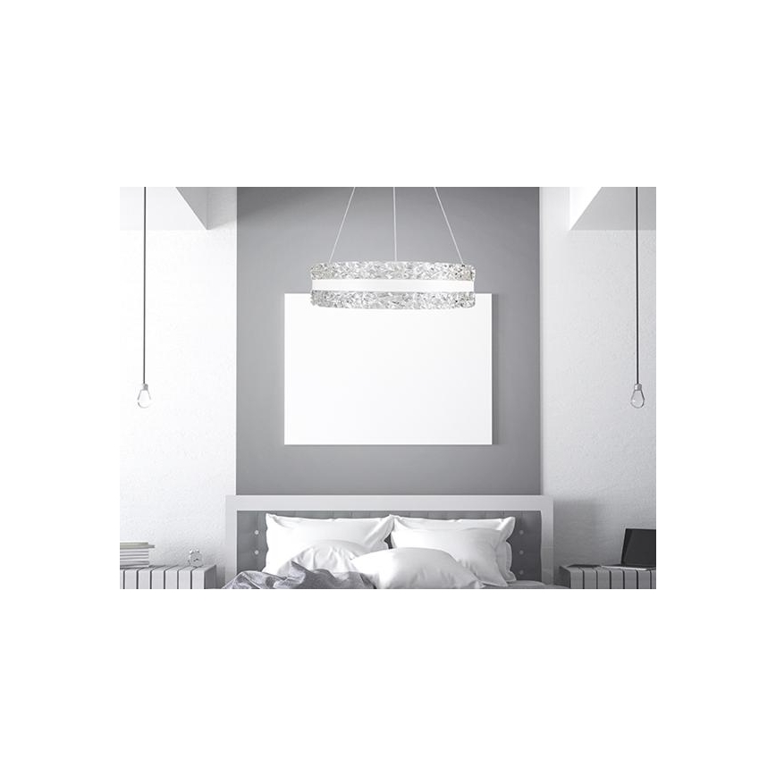 LED dimmbarer Kristall-Kronleuchter an Kabel LED/80W/230V 3000-6500K Weiß + Fernbedienung