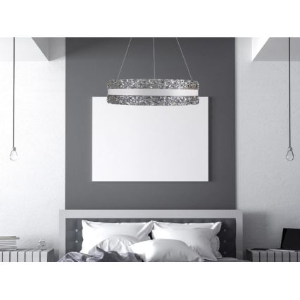 LED dimmbarer Kristall-Kronleuchter an Kabel LED/80W/230V 3000-6500K Weiß + Fernbedienung