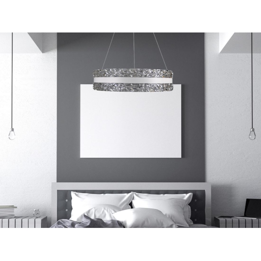 LED dimmbarer Kristall-Kronleuchter an Kabel LED/80W/230V 3000-6500K Weiß + Fernbedienung